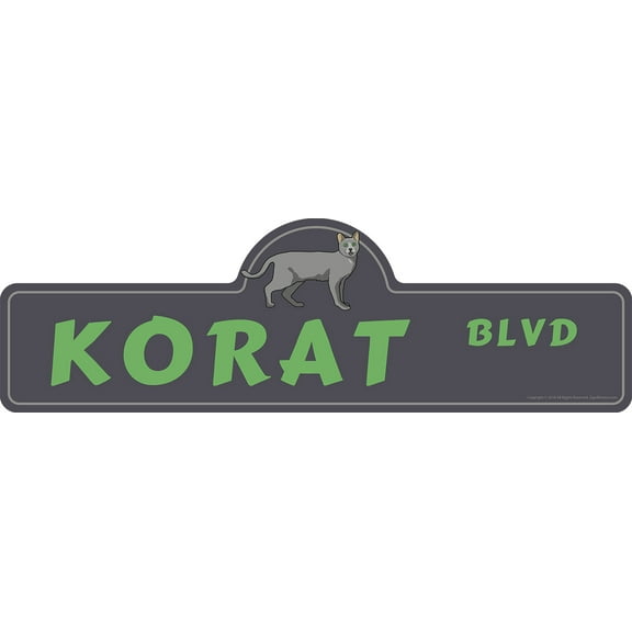 Korat Street Sign | Indoor/Outdoor | Dog Lover Funny Home Décor for Garages, Living Rooms, Bedroom, Offices | SignMission personalized gift | 18" Wide