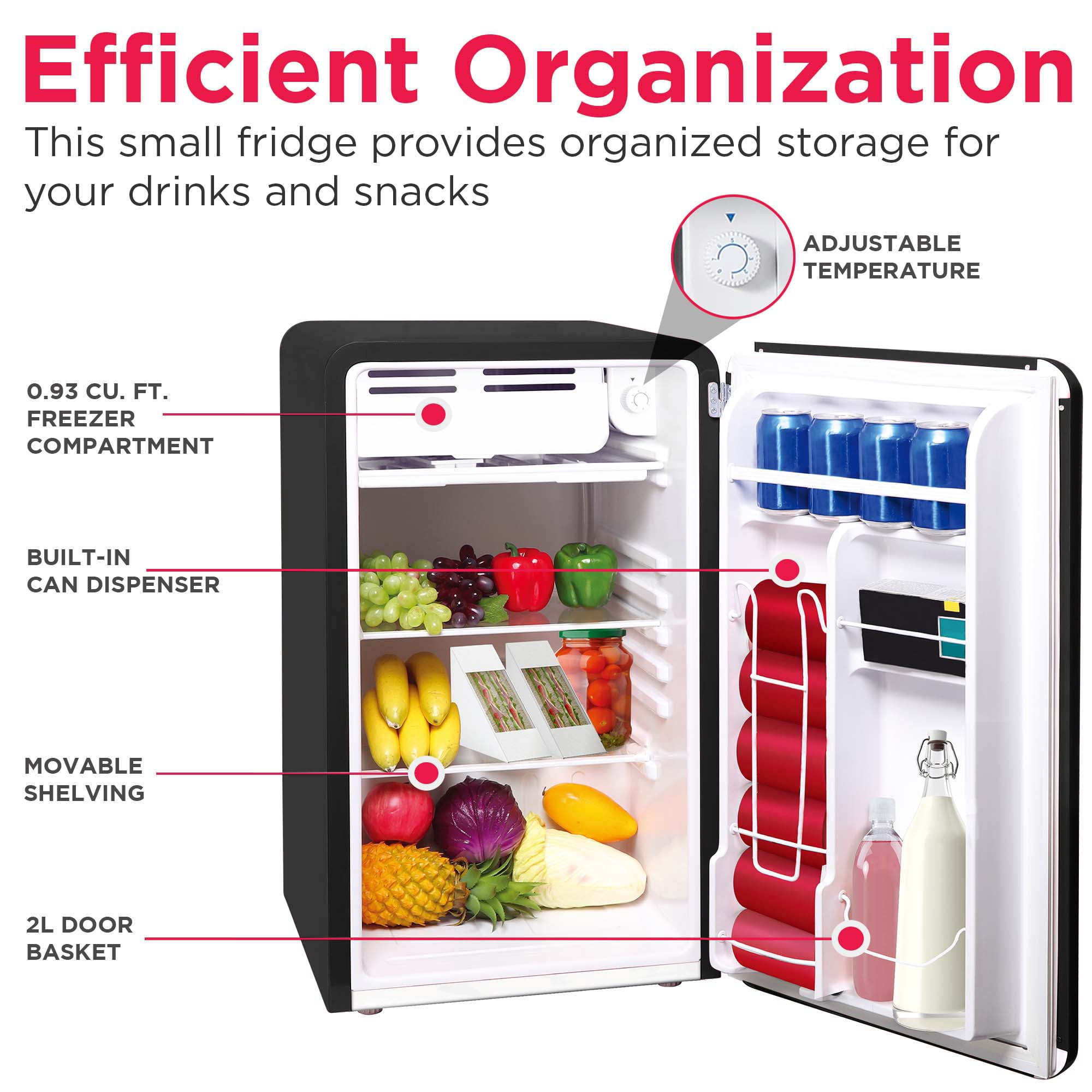 Frigidaire 3.2 Cu. ft. Retro Refrigerator, Mini Fridge with Freezer for Apartment, Dorm, Office, Bedroom, Black