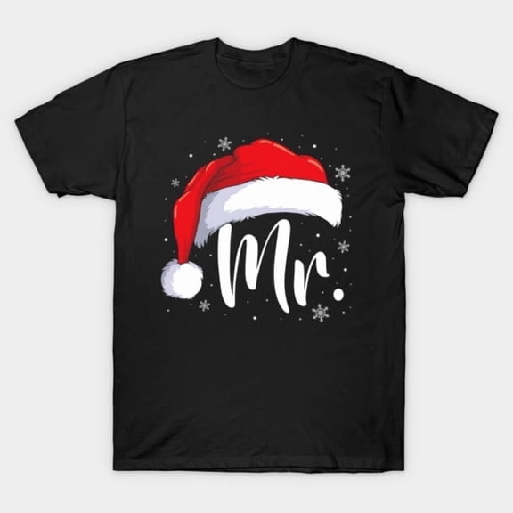 Mr Mrs Claus Christmas Couples Matching His And Her Pajamas Design, H10515 T-Shirt, for Men and Women, Up to Size 5XL