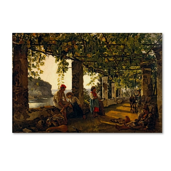 Trademark Fine Art 'A Veranda Overgrown With Grape Vines' Canvas Art by Silvester Shchedrin