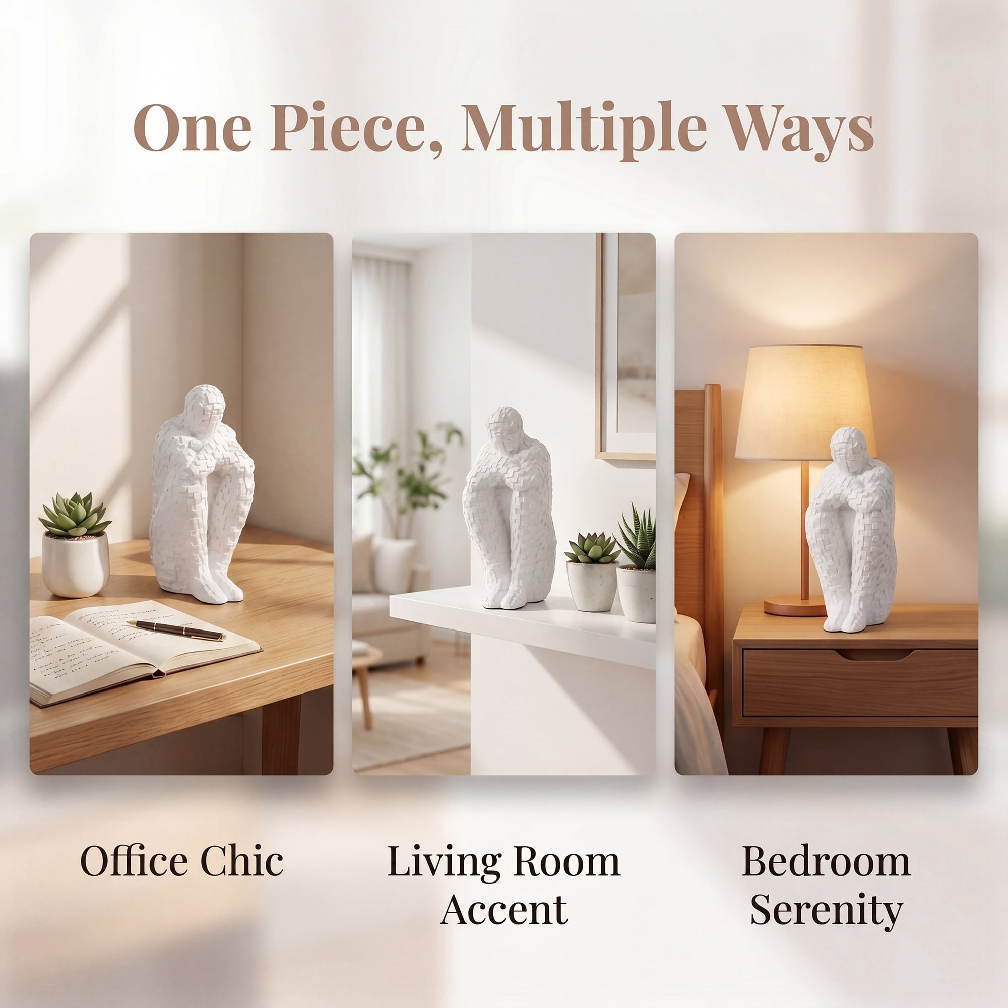 Unique Bargains Decorative Character Modern Figurine Book End White 4.1*2.6*7.9inch