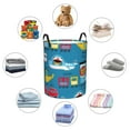 thumbnail image 6 of Balery Transportations With Cute Animals Round Laundry Basket with Handles Waterproof Freestanding Laundry Hamper for Clothes Toys in the Dorm and Family-Small, 6 of 8