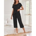 thumbnail image 2 of Ekouaer Women's Capri Pajama Sets Floral Print Short Sleeve Sleepwear Top and Capri Pants 2 Piece Loungewear with Pockets, 2 of 4