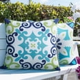 thumbnail image 3 of Outdoor Waterproof Pillow Covers 16x16 Inch Set of 4 Decorative Spring Floral Covers for Patio Furniture Porch (16 * 16inch/40 * 40cm, Blue and Teal), 3 of 6