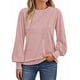 thumbnail image 1 of Blusas de Larga para Mujer, con Cuello Redondo Plisado, Informales, de Negocios, Ropa de Moda. Rosa S, 1 of 6