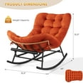 thumbnail image 2 of IdealHouse Papasan Rocking Chair with Footrest - Indoor/Outdoor PE Rattan Metal Frame with Cushion, Lounge Chair for Patio/Garden/Living Room, Orange - Flannel, 2 of 7