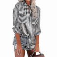 thumbnail image 1 of Women T Shirt Summer Tops 2022 Spring Summer Striped Single Breasted, 1 of 5