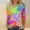 T, variant on QHWAUAKFBN T Shirts For Women Loose Fit Round Neck Carnival Colorful Printed Three Quarter Sleeved 3 Tshirts Top