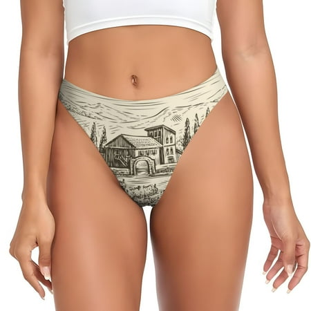 Sigee Vineyard Landscape for Women s G-String Panty  Low Rise  Soft Lace Perfect for Everyday Wear or Special Occasions-Large