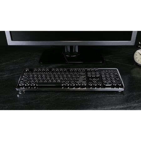 AZIO - MK-RETRO-01 Full-size Wired Mechanical Keyboard - Black/white