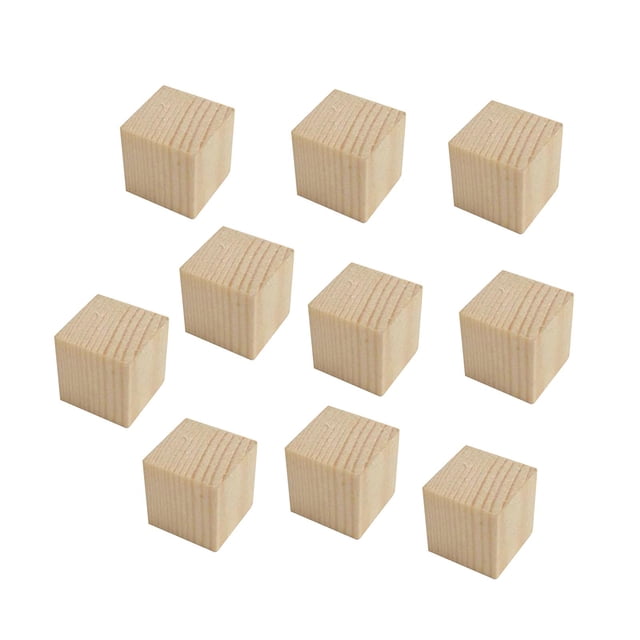Bunblic Unfinished Wooden Blocks Wooden Cubes Arts Crafts Kids Learning Square Blocks Stacking Blocks for Making Numbers DIY Projects 7cmx7cmx7cm