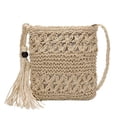 thumbnail image 1 of Bolsos de hombro con borlas de color sólido Bolsos de mensajero tejidos para mujer (Beige) Likrtyny multifunción de oficina, 1 of 9