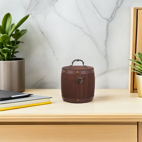 DRAFIDEEP Vintage Wooden Airtight Tea Canister with Lid, Coffee Color Storage Jar for Loose Tea to Maintain Freshness
