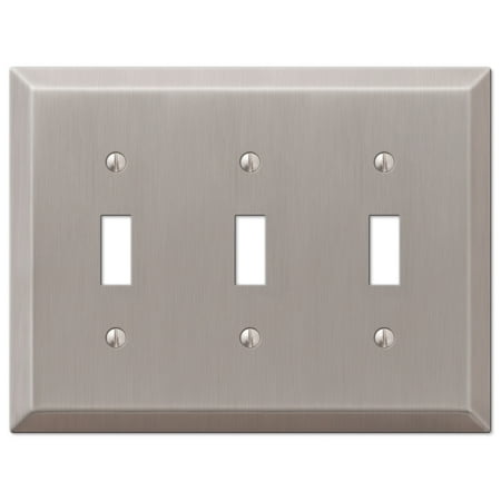 Triple Toggle 3 Gang Decora Wall Switch Plate Brushed Nickel