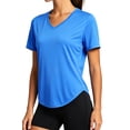 thumbnail image 2 of NELEUS Womens Plus Size Workout Shirts V-Neck Short Sleeve Tops UPF 50+ Sun Shirt Moisture Wicking Loose Fit Top for Athletic,Light Blue,US Size 2XL, 2 of 10