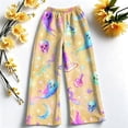 thumbnail image 5 of Hearthz Womens Flannel Pajama Pants Ghost Jack-O Bat Print Flannel Fuzzy Pajama Pants Drawstring Elastic Waist Wide Leg Pajama Pants for Women, 5 of 6