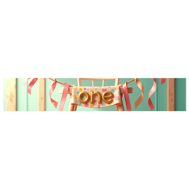 Glittery Gold One Letter Banner with Colorful Ribbons for First Birthday Party Backdrop Decoration Photography Props Party Supplies Decorations