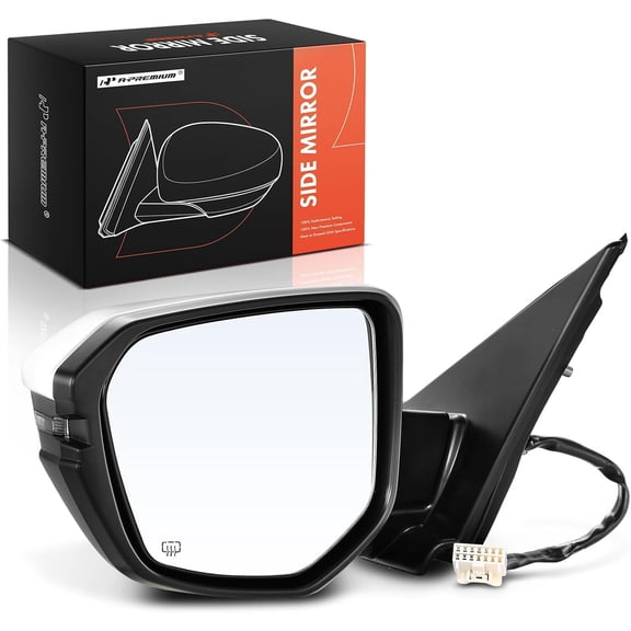 A-Premium Driver Side Power Door Mirror - Compatible with Honda Civic 2016-2021 - Heated Manual Folding White Outside Rear View Mirror with Turn Signal - Replace# 76258TBCA12ZA