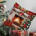 thumbnail image 4 of Luoshdecor Christmas Watercolor Throw Pillow Cover,18x18 in Christmas Tree Garlands Fireplace Scene Pillow Cushion for Home & Sofa Decor, 4 of 6