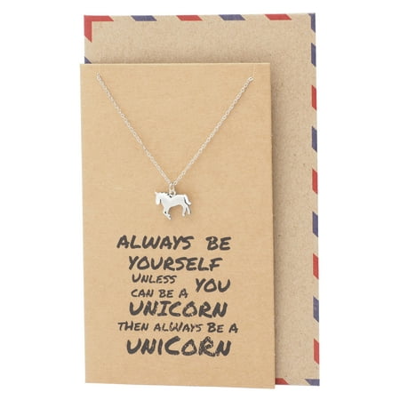 Inspirational Christmas Quotes For Cards Magical Graduation, Back-to School, Birthday Gifts for Women and Girls, Unicorn Pendant Necklace on Inspirational Thank You Quote Card, 16 to 18 inches ()