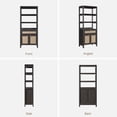 thumbnail image 4 of SICOTAS 68.5" Tall Rattan Bookshelf with Large Drawer & 2 Doors, Boho 5-Tier Bookcase with Adjustable Shelf, Display Storage Shelves for Living Room, Home Office, Black Oak, 4 of 8