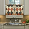 thumbnail image 2 of Yayeee Kitchen Curtains Tier Pair Light Filtering 27"x36" Rod Pocket Short Cafe Window Panel, Checkered Pattern, 2 of 7