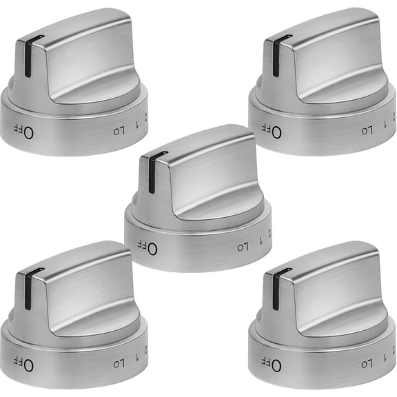 WB03X24818 Stove Knob Replacement Compatible with Stainless Steel Gas Range Burner Stove Knob Replace PS11729081 AP5989029 EAP11729081 4363588（Not Universal）Silver