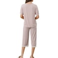 thumbnail image 3 of INSPIRE CHIC Women's Pajama Set Short Sleeve Tops with Lace Trim Carpri Pants Modal Spring Summer Sleepwear S Light Pink, 3 of 6