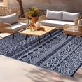 thumbnail image 6 of Twister.CK 8' x 10' Plastic Outdoor Rugs, Waterproof Bohemia Straw Rug Reversible Outside Carpet for Patio Deck Porch Backyard Camping Picnic Beach, Dark Blue & White, 6 of 8