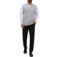 thumbnail image 2 of INSPIRE CHIC Men's Sweater Vest V Neck Solid Color Knit Sleeveless Top XL Light Gray, 2 of 5