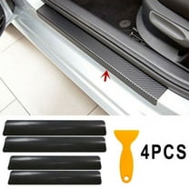 4Pcs 3D Carbon Fiber Car Scuff Plate Door Sill Cover Panel Step Protector Black