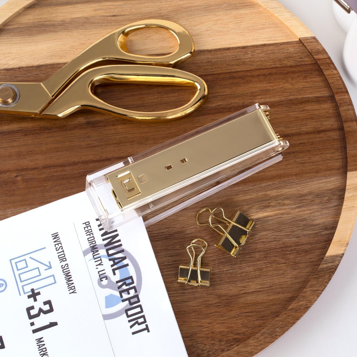 Compact Clear Acrylic Gold Stapler, 20 Sheet Capacity, Half Strip, Transparent Desk Stapler (S700000A)