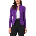 thumbnail image 1 of Blazers Abiertos Chic Inspire para Mujeres, Chaqueta de Oficina de Manga Larga con Botones, Color Púrpura Oscuro, 1 of 6