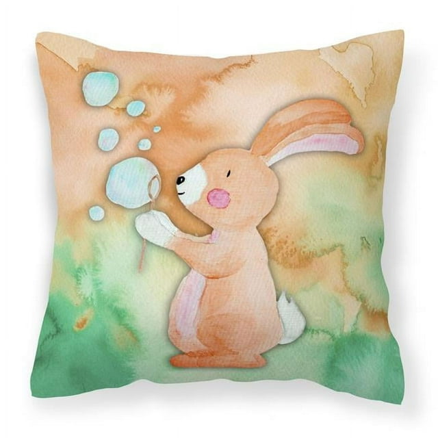 Carolines Treasures BB7349PW1414 Rabbit & Bubbles Watercolor Fabric Decorative Pillow