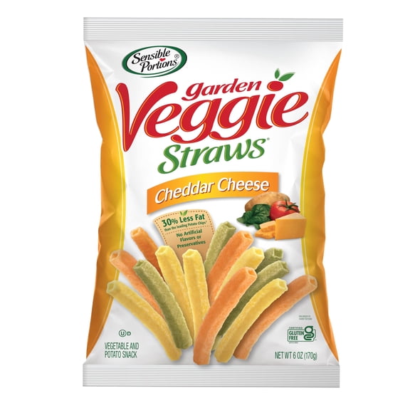 Sensible Portio - Veggie Straw Cheddar Cheese - 6 Oz, Case of 12
