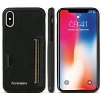 Dteck for Apple iPhone XS/X Hard Shell, Luxury Premium PU Leather Wallet Case with Card Holder, Shockproof Back Flip Hard Slim Rugged Protective Cover, black