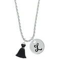 thumbnail image 1 of Delight Jewelry Black Dress Silvertone Script Initial Disc - L - Charm Necklace, 20"+3", 1 of 4