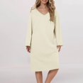 thumbnail image 2 of Long Sleeve Cotton Robes for Women Fleece Women's Nightgowns & Sleepshirts Oversize Cute Women's Sleepwear House Womens Robe Beige, 2 of 4