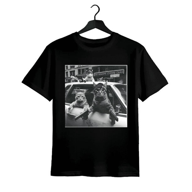 Vintage Funny Cat Gang Graphic Tee Meme Shirt For Men and Women Gift idea