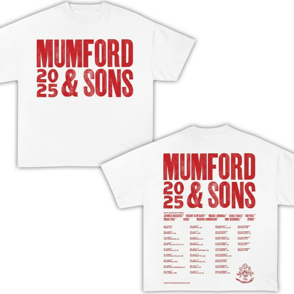 Mumford and Sons 2025 Tour T-Shirt, Tour Merch Crewneck T-shirt