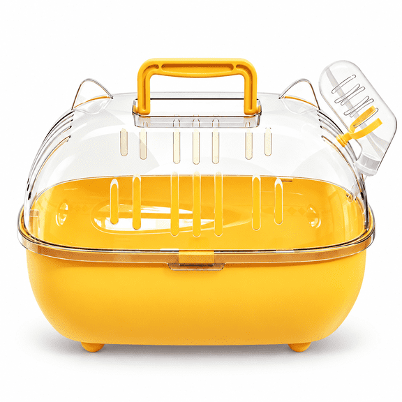 OANLKGI Small Pet Travel Carrier 10.83 x 8.66 IN Acrylic Viewing Panels Transparent Animal Transport Box Water Bottle and Carry Handle Portable Ventilated Pet Cage Pet Travel Yellow