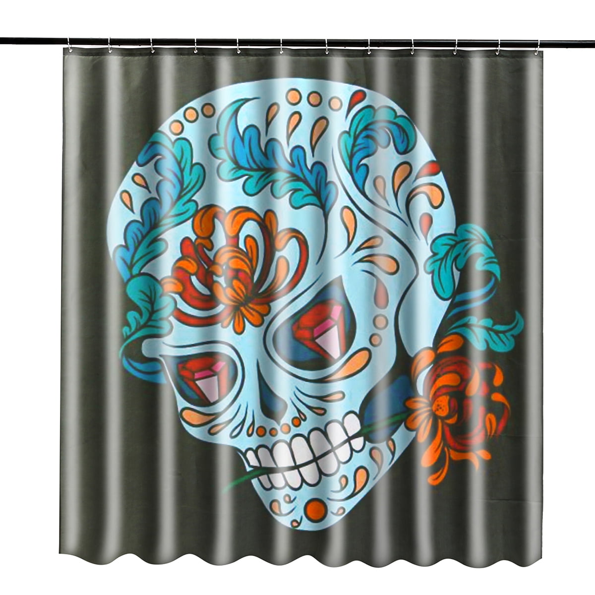 4pc Bathroom Set Rug Mat Toilet Lid Cover Bath Mats Shower Curtain Skull Walmart Canada