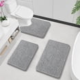 thumbnail image 3 of Buganda Bathroom Rugs 24x16, Quick Dry Machine Washable Chenille Bath Mats with Rubber Backing, Light Grey, 3 of 9