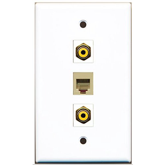 RiteAV - 2 Port RCA Yellow and 1 Port Phone RJ11 RJ12 Beige Wall Plate