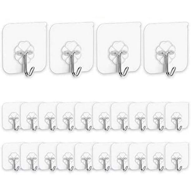Adhesive Hooks Kitchen Wall Hooks- 24 Packs Heavy Duty 13.2lb Nail Free  Sticky Hangers with Stainless Hooks Reusable Utility Towel Bath Ceiling  Hooks 