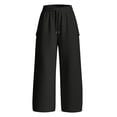 thumbnail image 4 of LEAVINGSUO Wide Leg Sweatpants for Women Solid Color Sweatpants With Pockets Long Pants For Home And Outdoor Sports Black S, 4 of 8