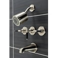 thumbnail image 2 of Kingston Brass KBX8138CKL Kaiser Three-Handle Tub and Shower Faucet, Brushed Nickel, 2 of 5