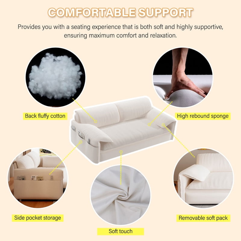 Convertible Queen Size Pull Out Sofa Bed, 3-in-1 Velvet Sleeper Sofa with Side Pocket, Modern 63.8'' Futon Couch for Living Room, Apartment