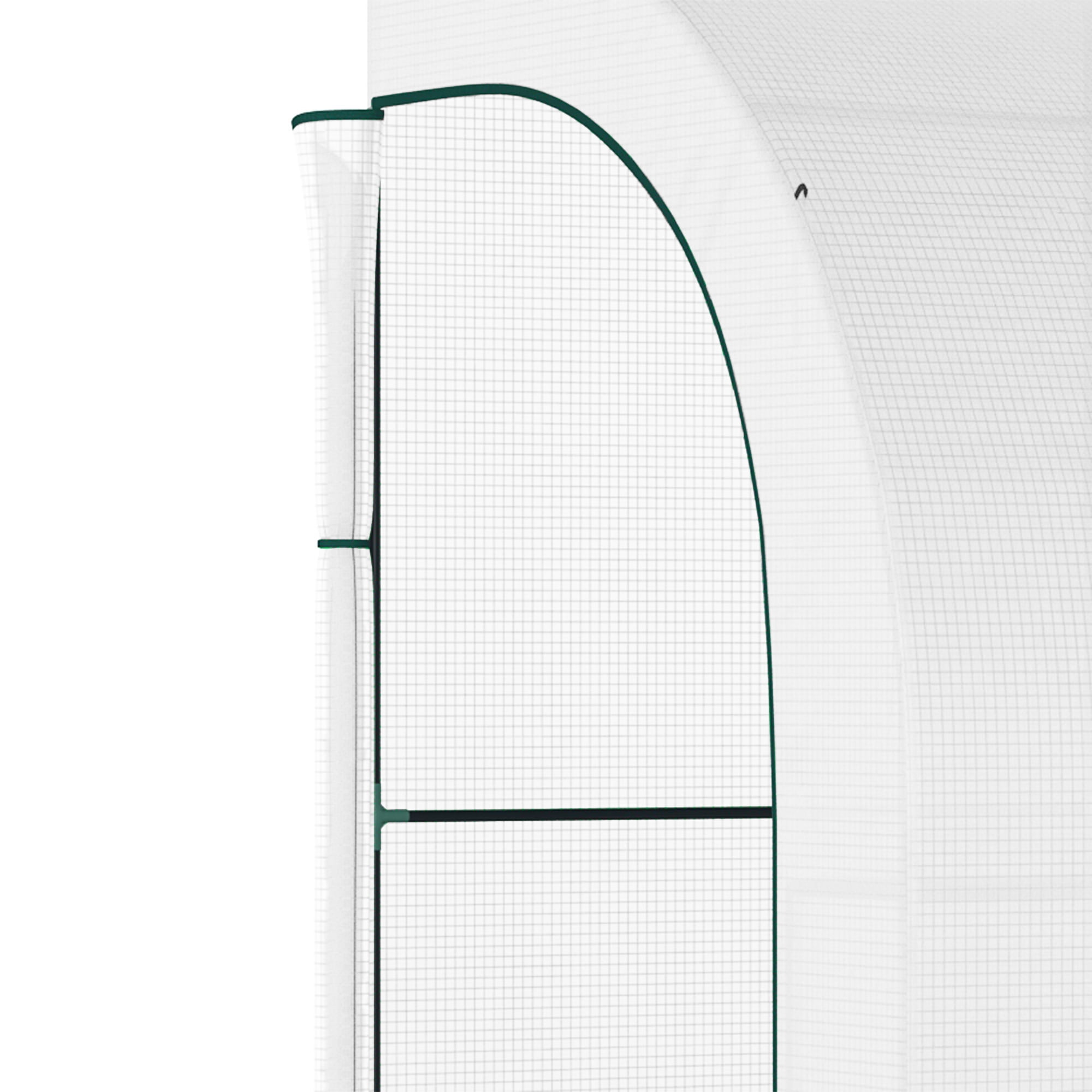 Outsunny 10' x 5' x 7' Lean to Greenhouse, Walk-In Green House, Plant Nursery with 2 Roll-up Doors and Windows, PE Cover and 3 Wire Shelves, White