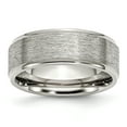 thumbnail image 1 of Stainless Steel Ridged Edge 8mm Brushed and Polished Band Ring 11 Size, 1 of 5